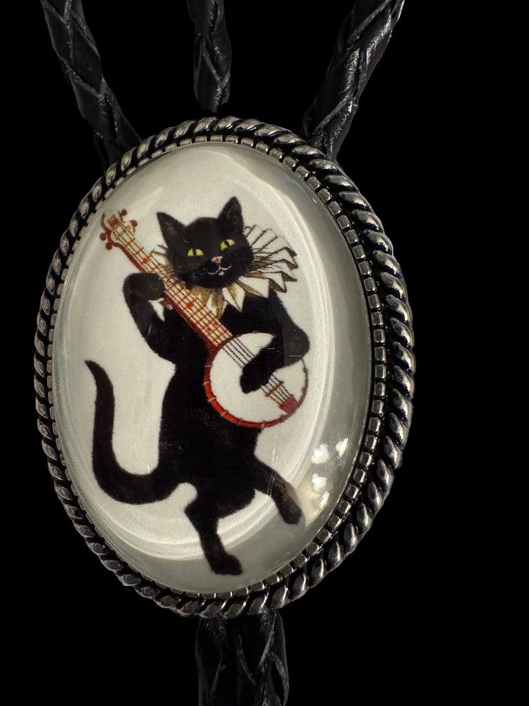 Banjo Playing Black Cat Bolo
