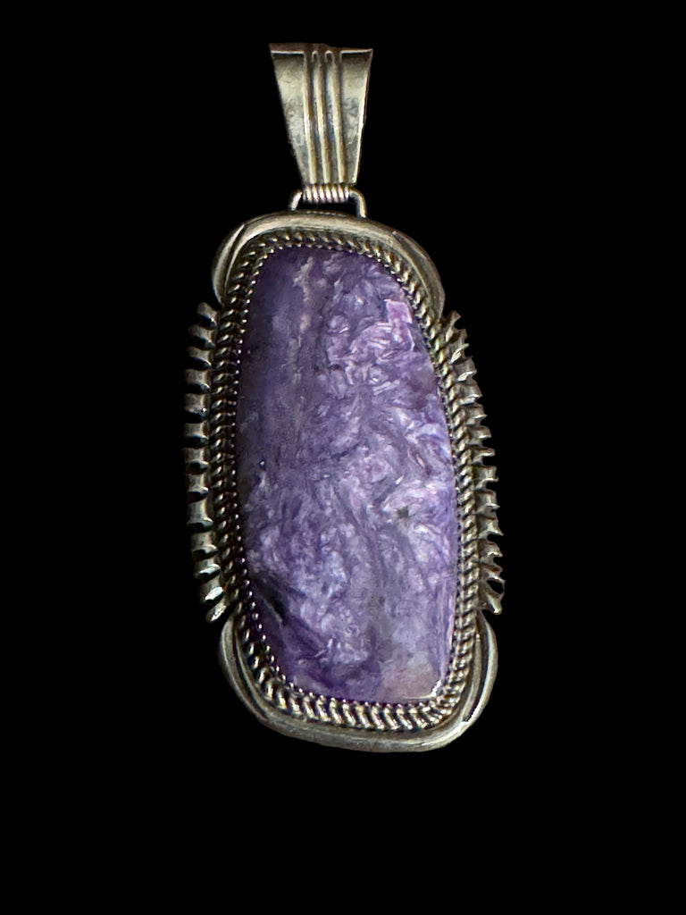Signed LTB Loren Thomas Begay Navajo Sterling Silver Charoite Pendant