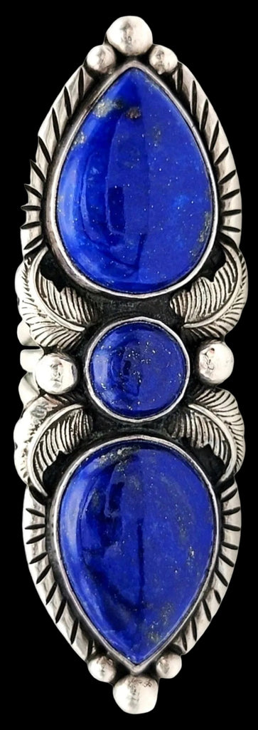 Pacific Crested 3 Stone Lapis Lazuli Ring 10.5