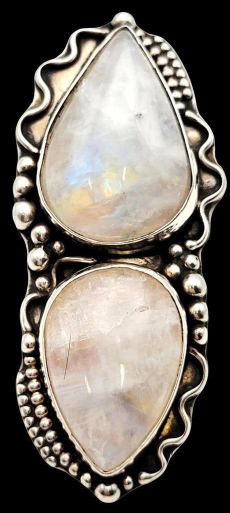 Double Moonstone Sterling Custom Ring