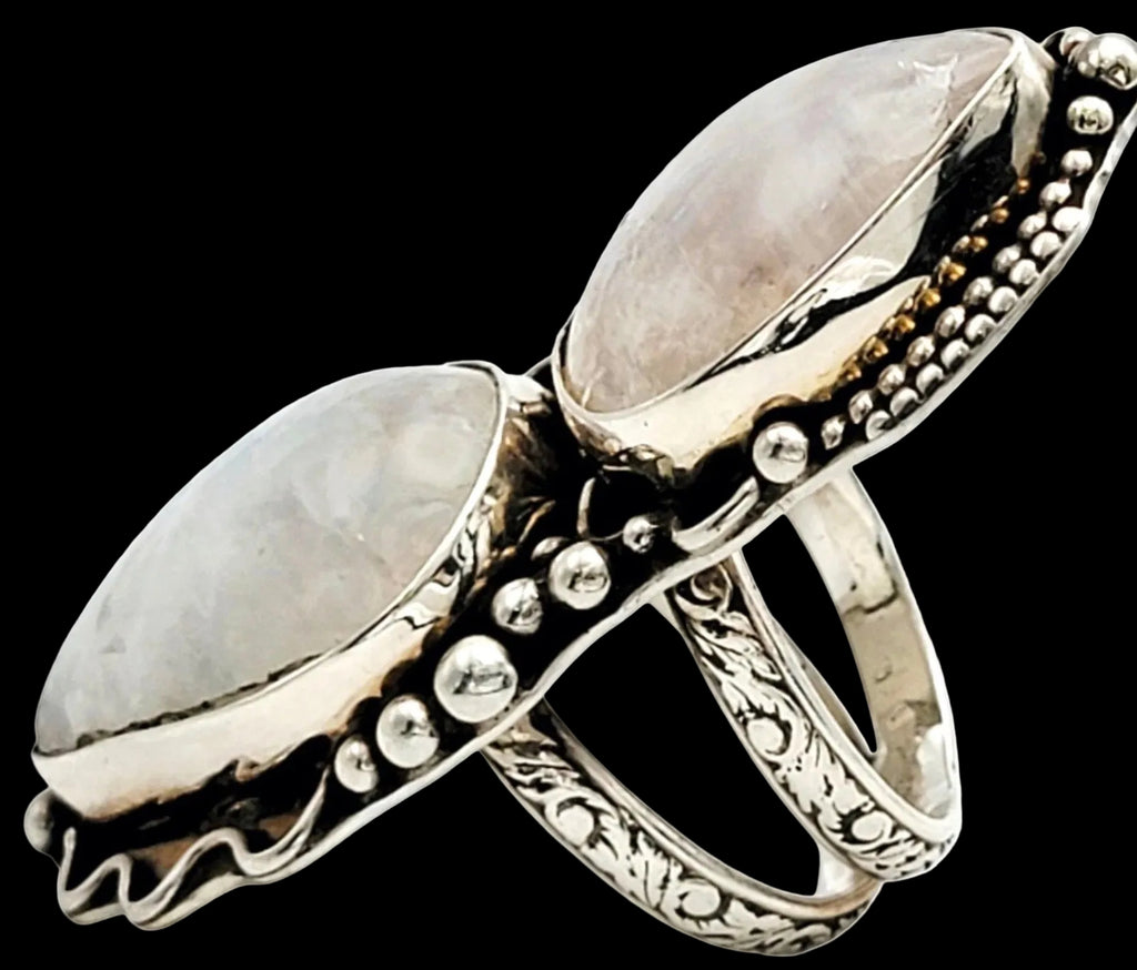 Double Moonstone Sterling Custom Ring