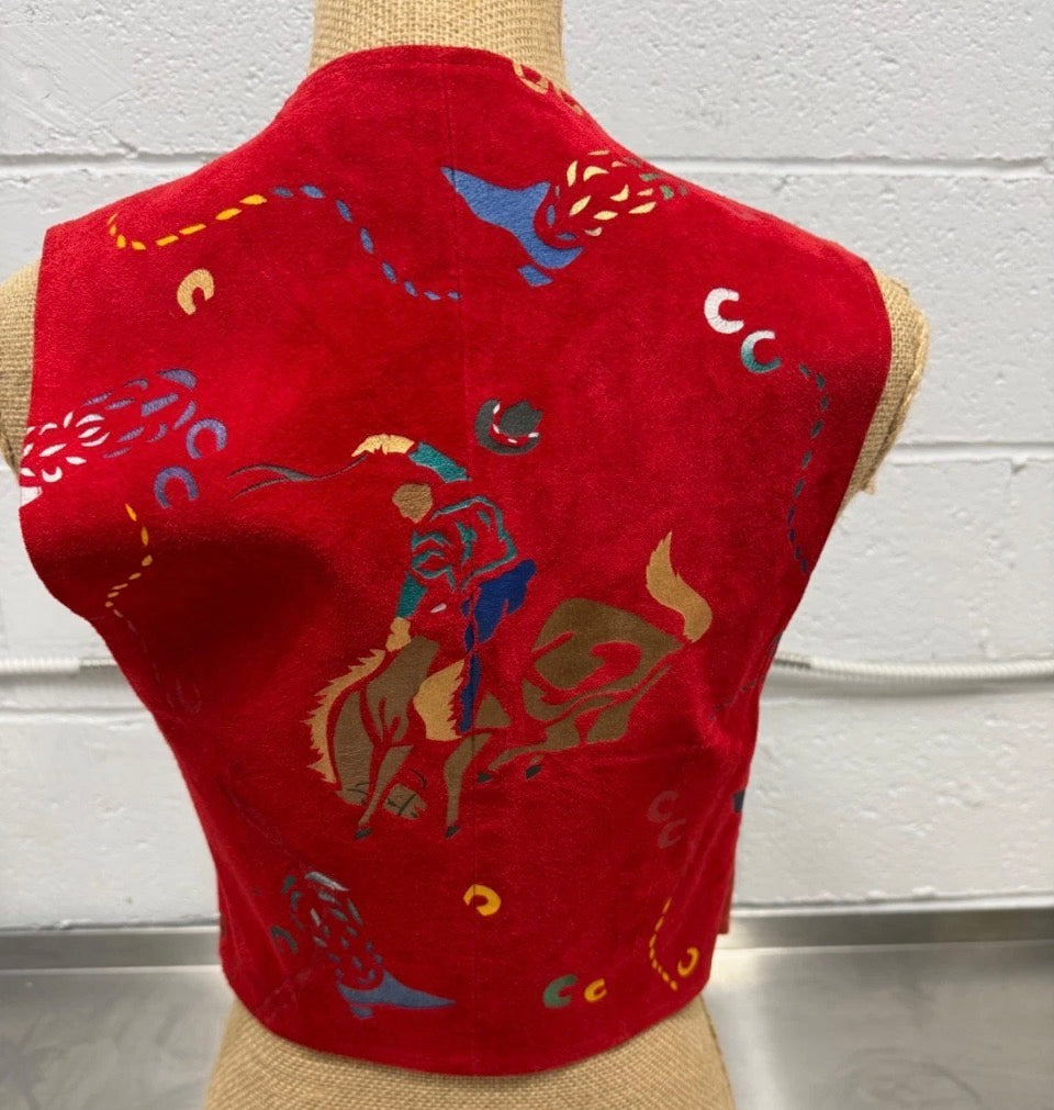 Vintage Hand Painted Vest Bronco Rider S