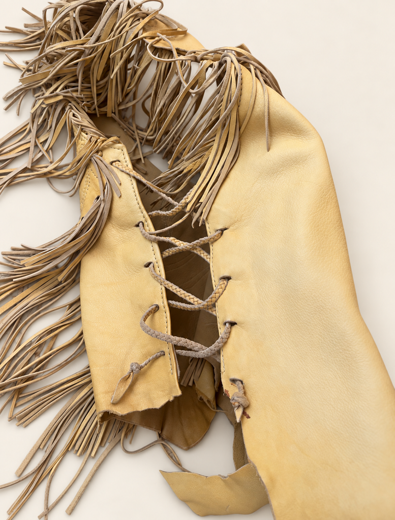 Vintage Buckskin Fringe Top Side Laces OOAK