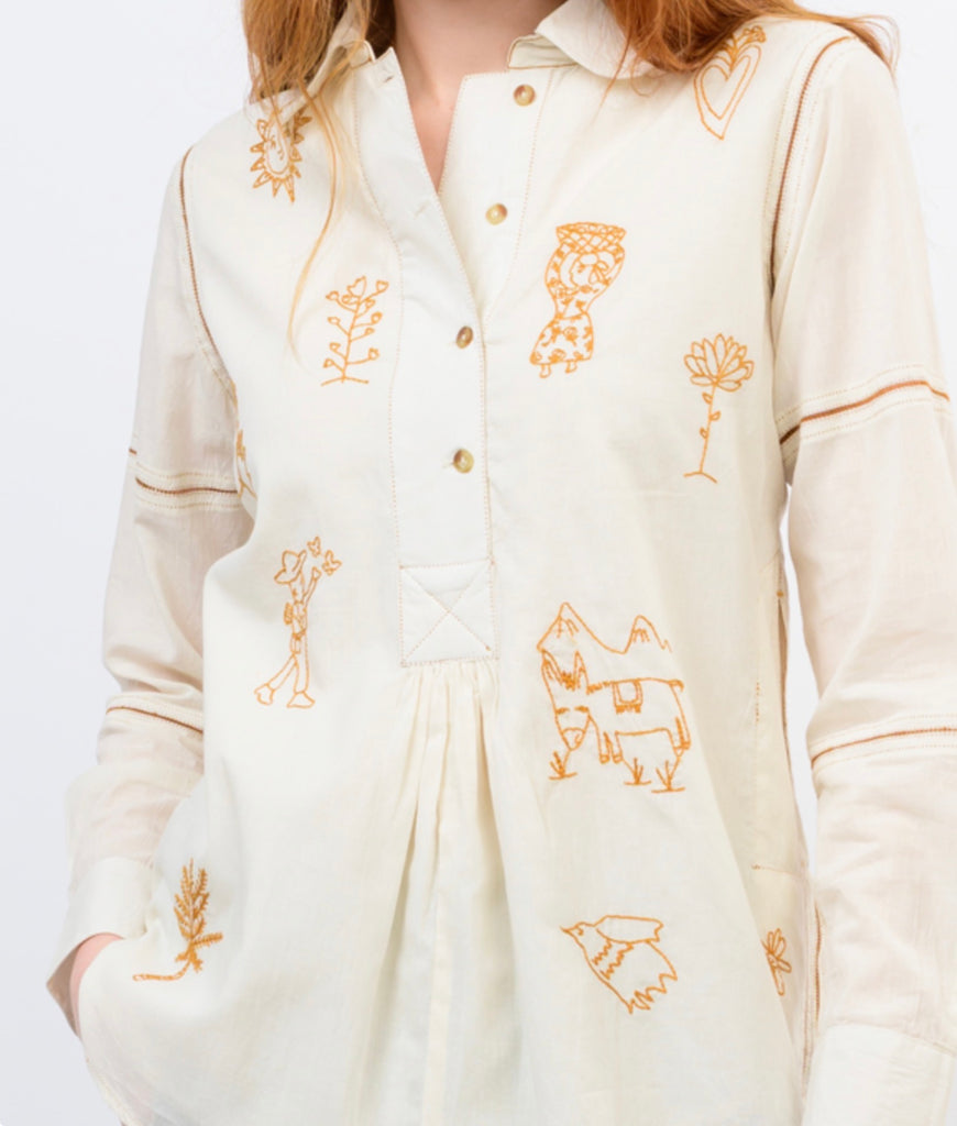 MILAGRO LONG SLEEVE TUNIC EMBROIDERED