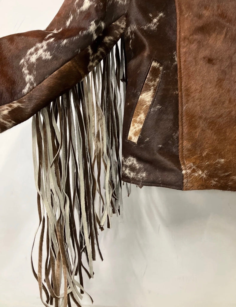 TONS of Fringe Brazilian Cowhide Jacket L NWT
