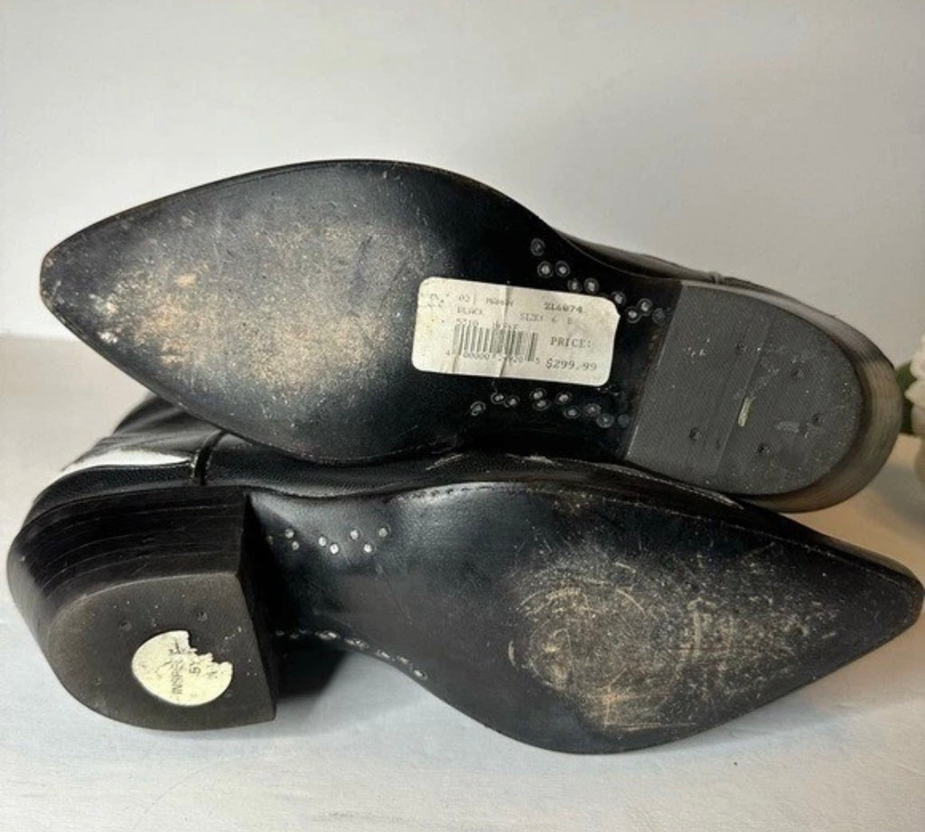 New Vintage Black White Mahan Boots 6