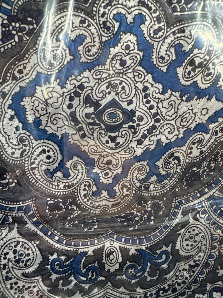Paisley Blue/Silver Silk Scarf Wild Rag