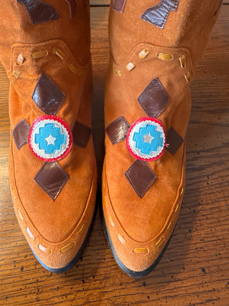 RARE VINTAGE OVERLAY NATIVE INDIAN BOOTS 7N