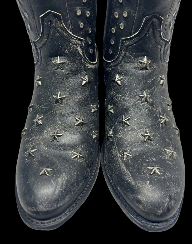 Star Studded Leather Ankle Boots Zippers 8.5B