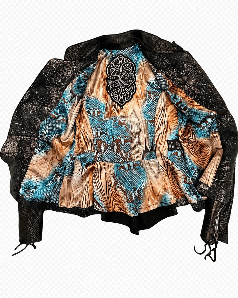 Cleopatra Acid Washed Lambskin Crystal Embroidered Kippys Jacket M/L