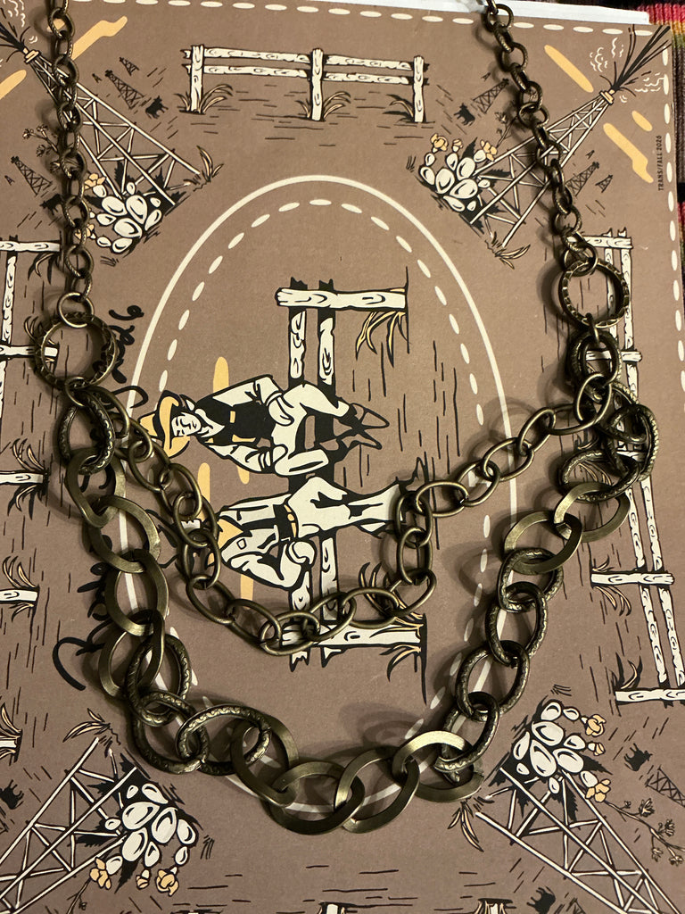 Brass 2 Strand Chain Link Necklace