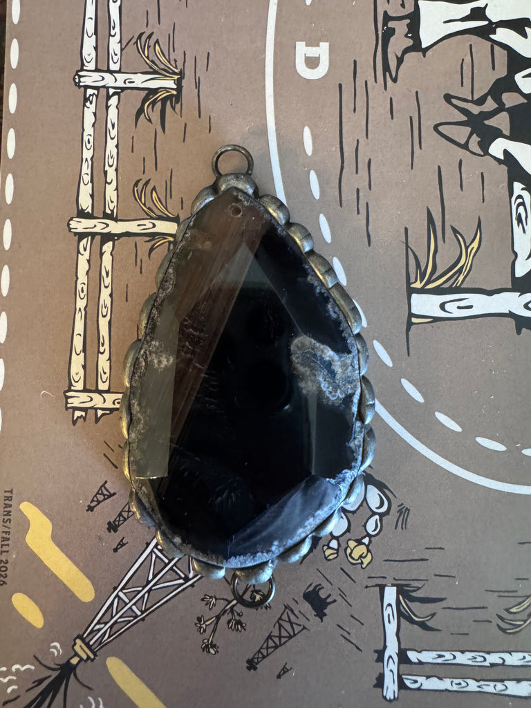 Large Black Agate Pendant Charm