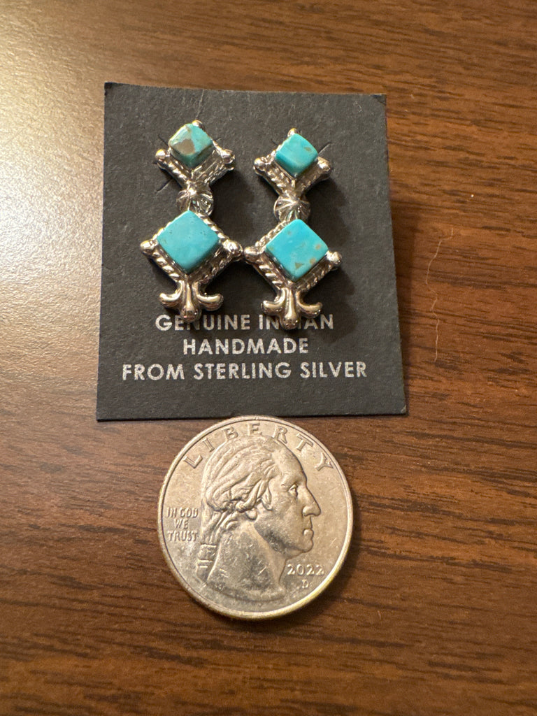 SADIE JIM NAVAJO HANDMADE SS KINGMAN TURQ EARRINGS