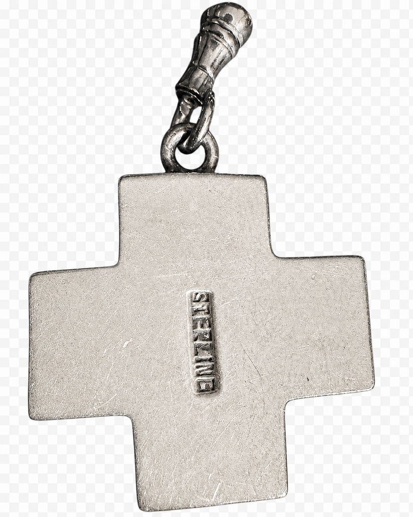 Vintage Heavy Sterling Silver Southwestern Handmade Link Chain Necklace with Removable Cross Pendant