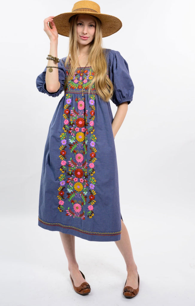 Blue Gingham Dress Tina Incredible Embroidery