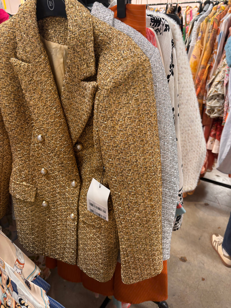 Metallic Boucle Double Breasted Jacket