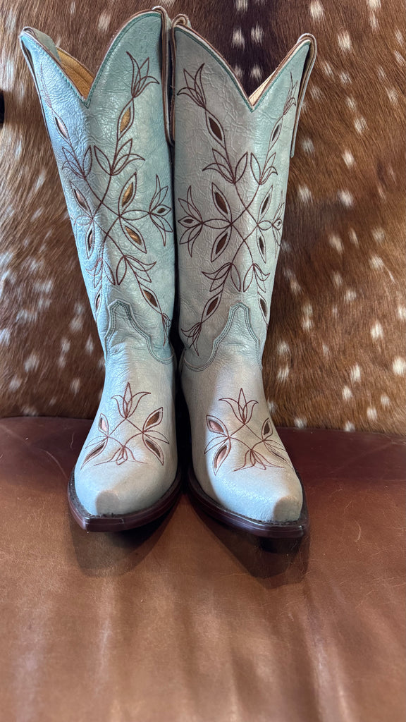 New Old Gringo YKY 7.5 Blue Bronze Inlays Boots