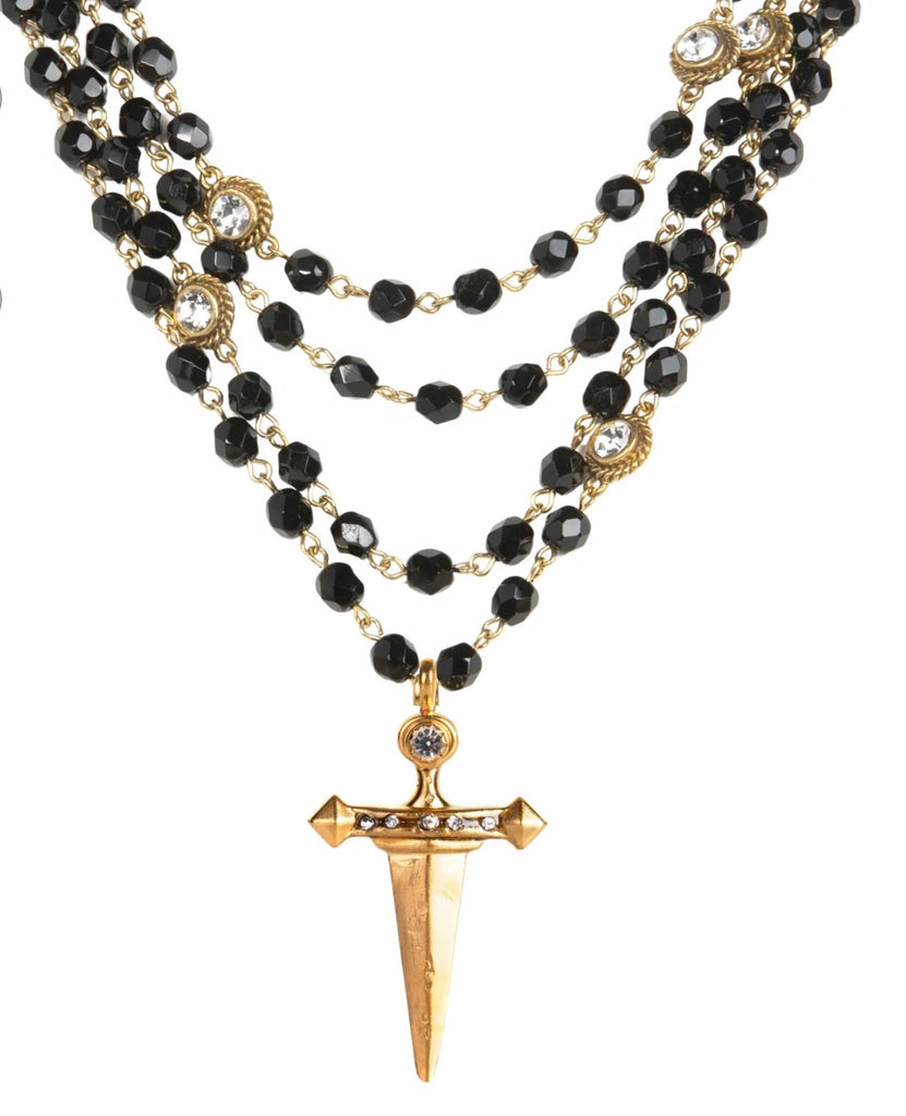 Envy Dagger Magdalena Jet Black Beads Necklace