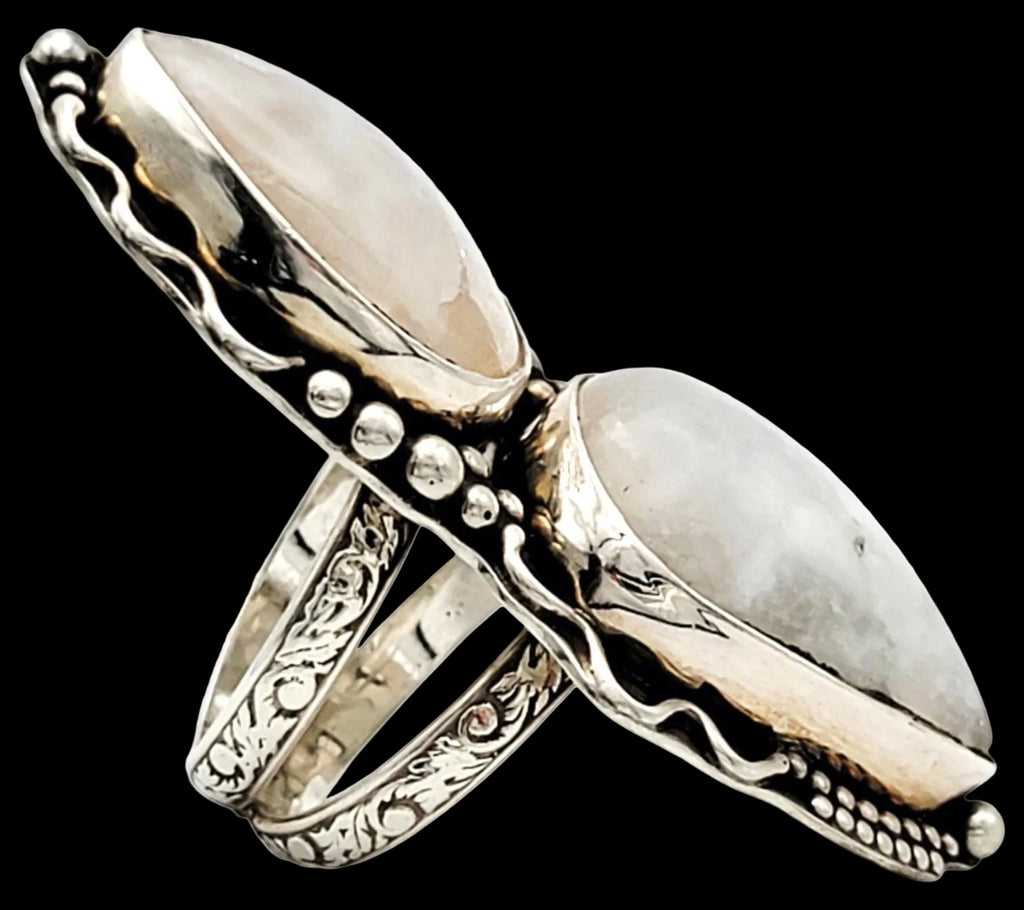 Double Moonstone Sterling Custom Ring