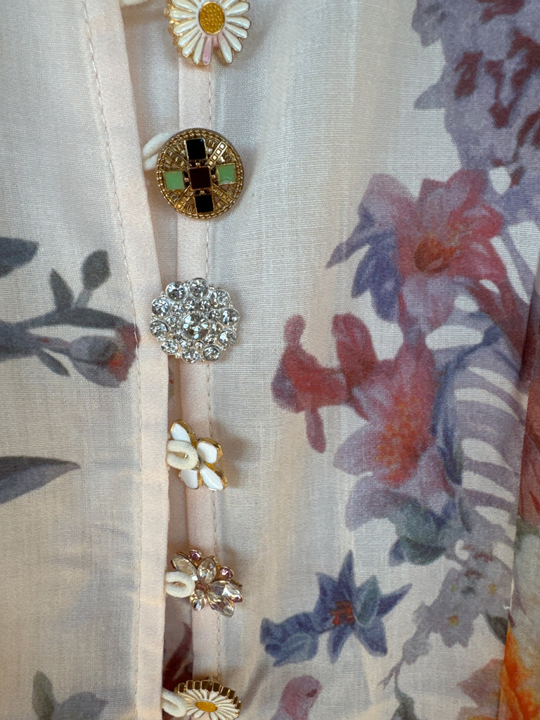 Ivory Floral Dress Buttons
