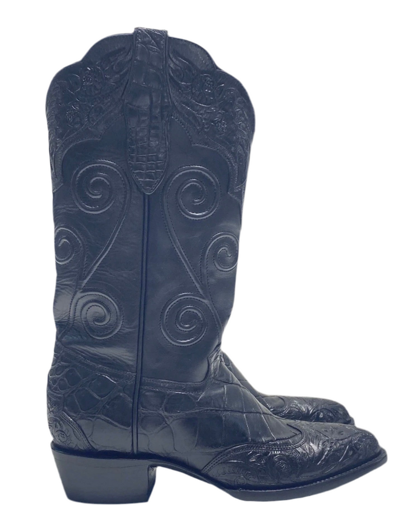 NEW Custom Tooled Heel Toe Black 7.5 Cock of the Walk Boots SMA