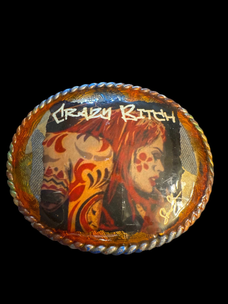 CRAZY BITCH VINTAGE BELT BUCKLE