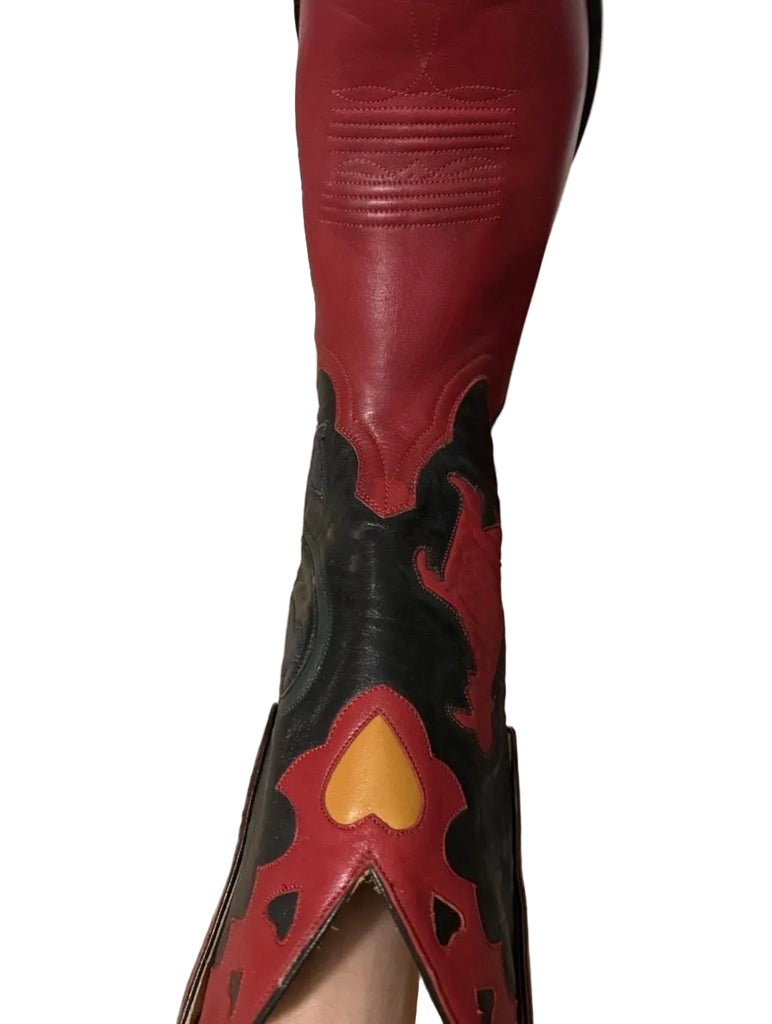 Vintage Inlay Red/Black Boots Heart 10