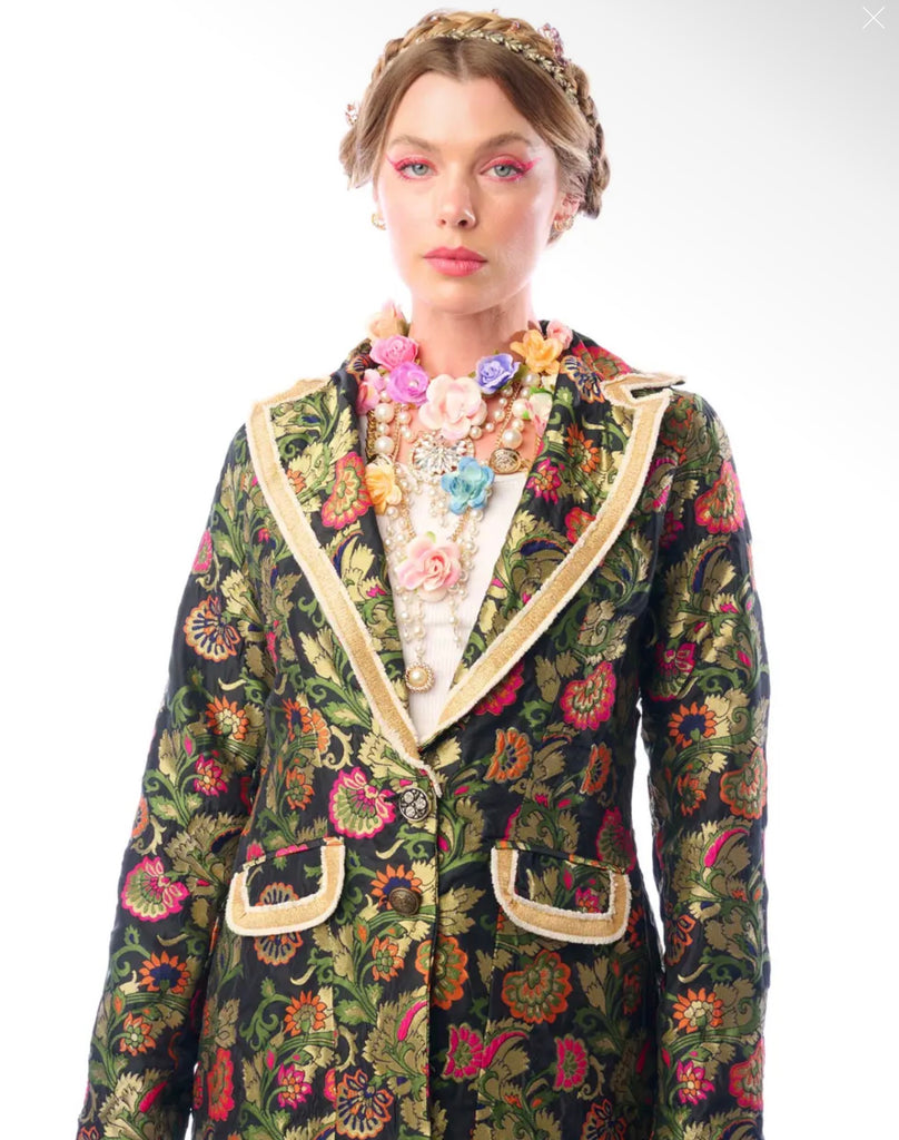 Renaissance Silk Black Jacquard Blazer Jacket