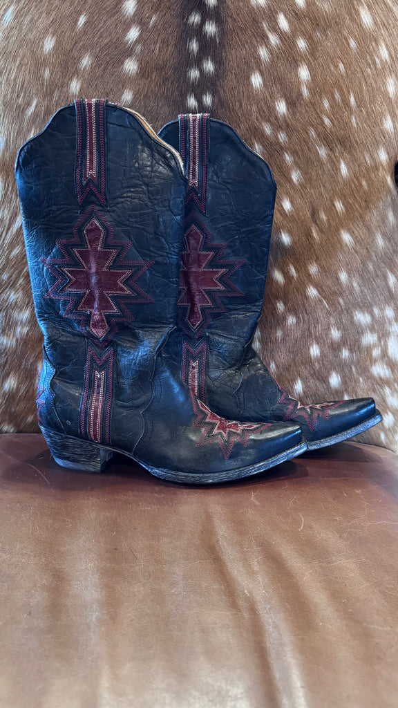 Old Gringo "Quanah" Boots Black/Red EUC 7.5