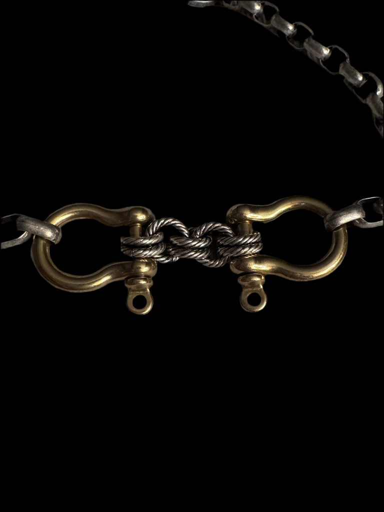 Double Snaffle Choker Rolo Silver/Gold