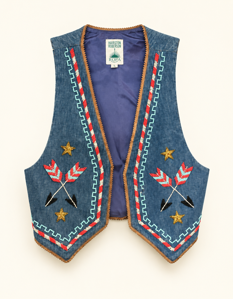 Hairston Roberson Vest Beaded Arrows Vintage