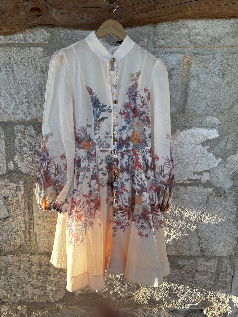 Ivory Floral Dress Buttons