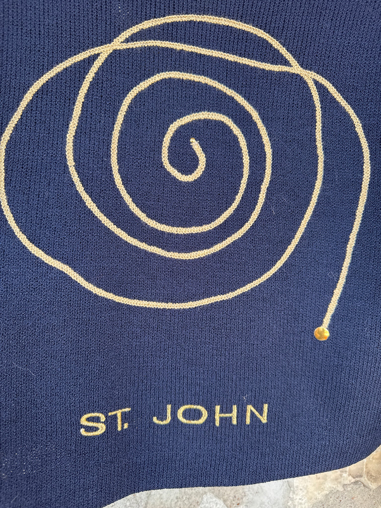 Vintage St John Sweater Navy & Gold S