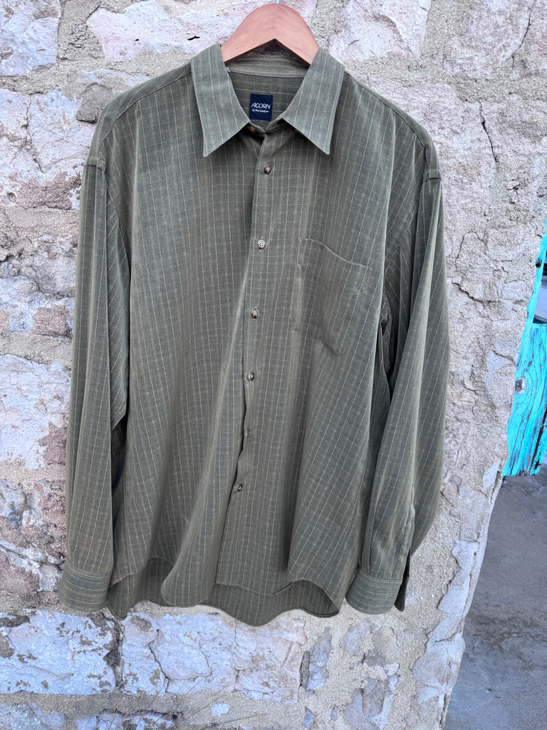 Olive Green Plaid Acorn Shirt Tall