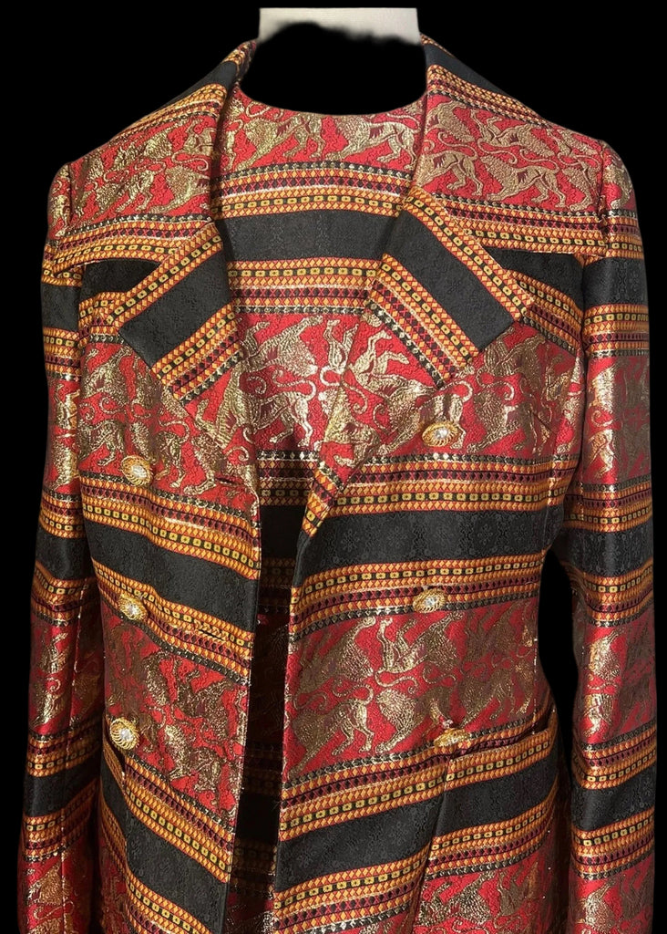 Vintage Dress Coat Set Baroque Style Brocade Jacquard