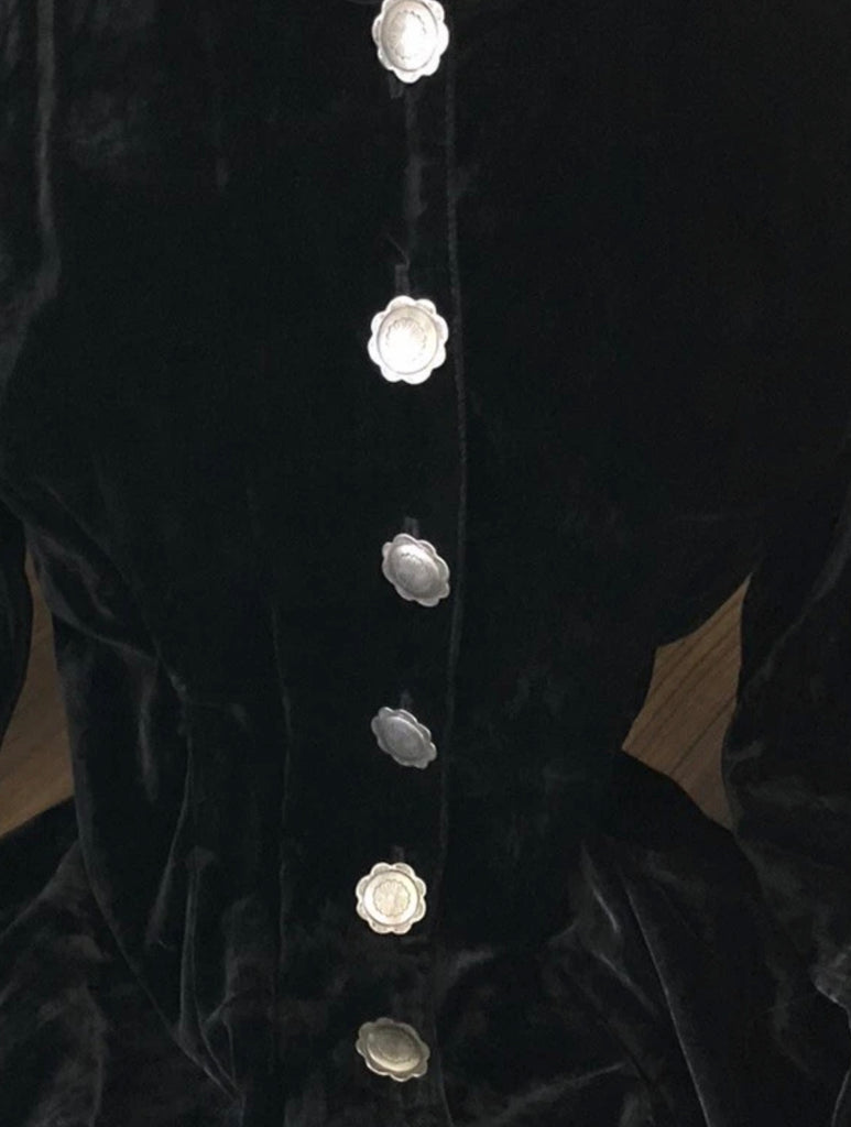 Vintage Maxi Velvet Dress M Studs Crosses