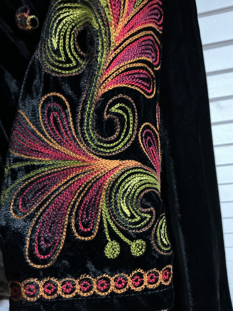 Vintage XS Velvet Dress Embroidered Double D Ranchwear