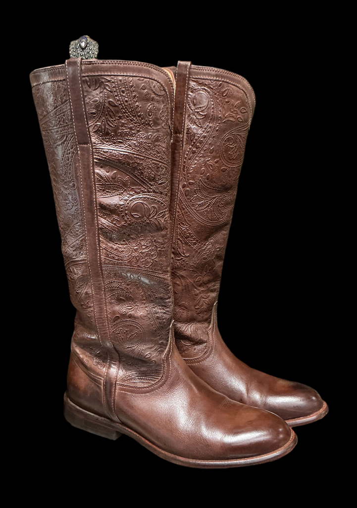 Lucchese Handmade Embossed Top Boots 7B
