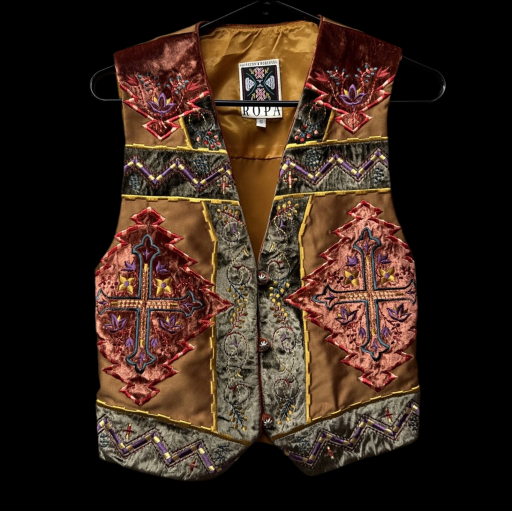 Vintage Velvet Satin Vest S