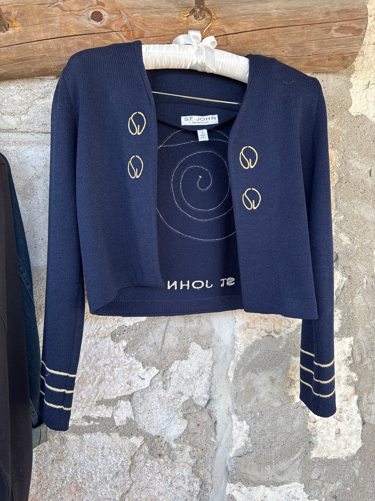 Vintage St John Sweater Navy & Gold S