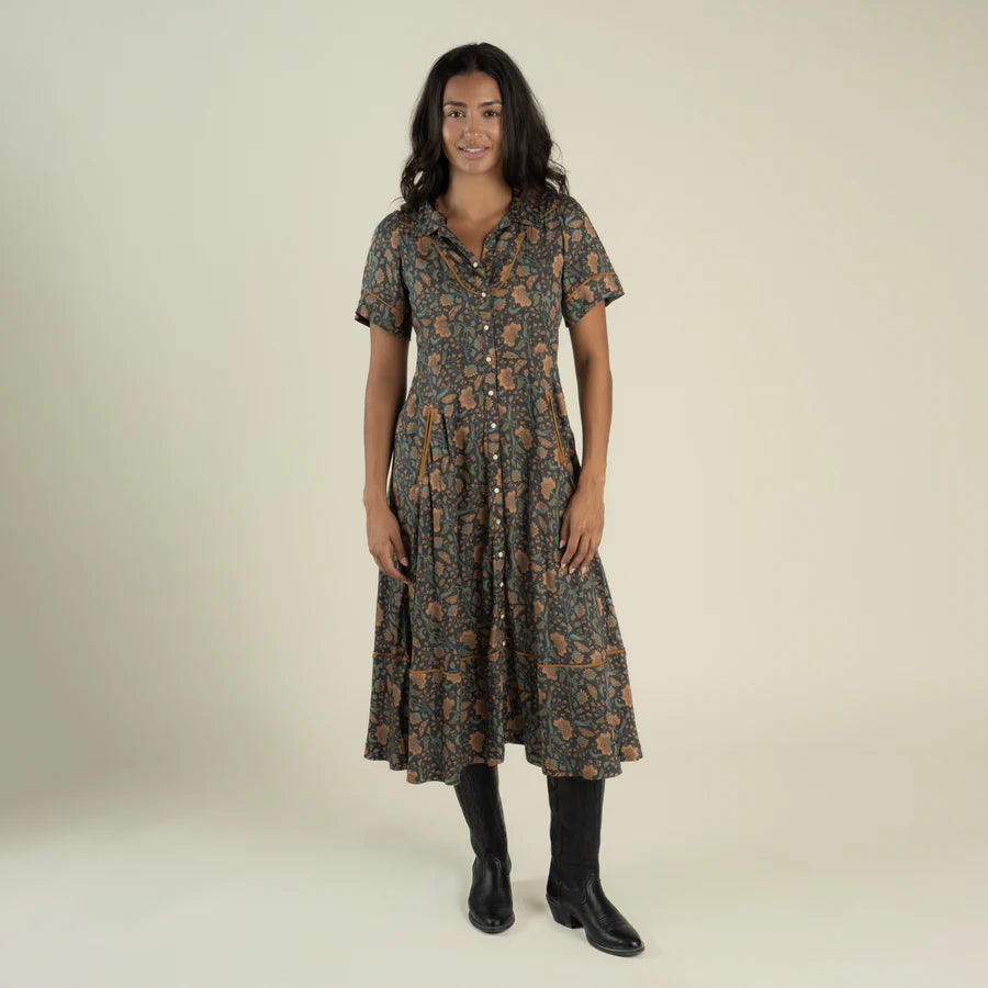 LA DAHILA DRESS COPPER FLORAL