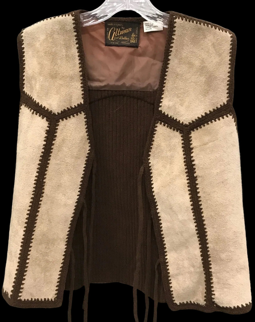 Vintage Suede Knit Set Vest Skirt M