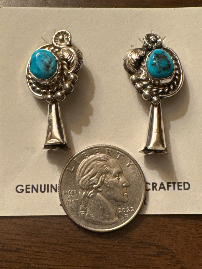 DONOVAN NEZ NAVAJO SS TURQUOISE EARRINGS