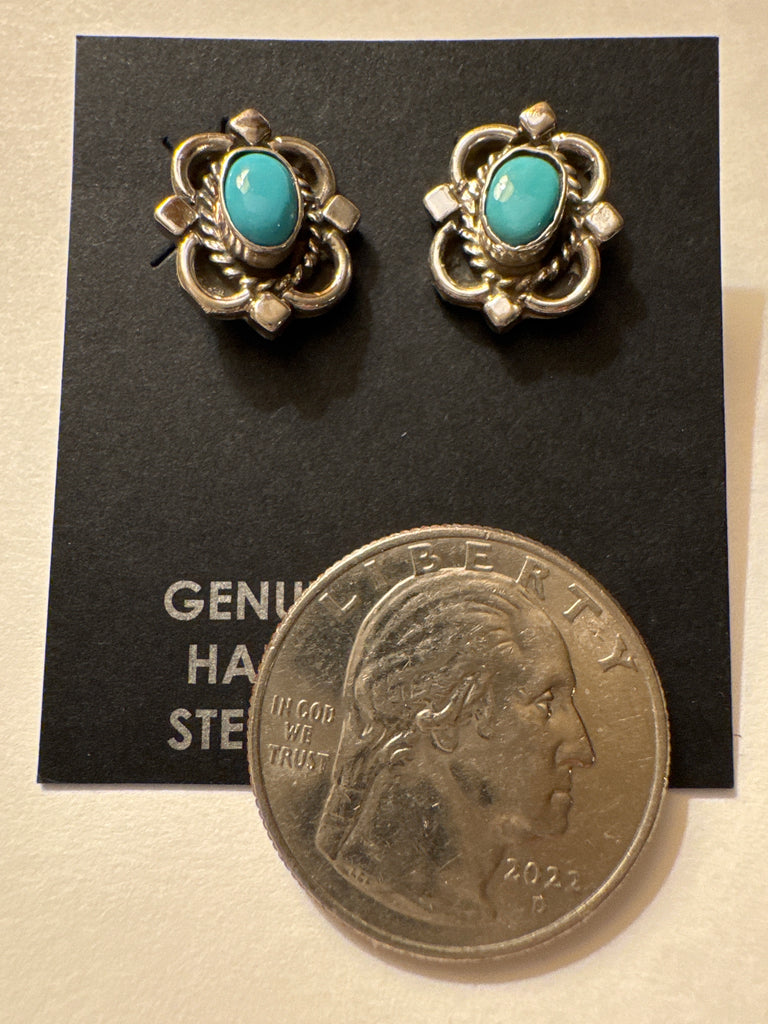 JUDY LARGO NAVAJO EARRINGS KINGMAN TURQUOISE