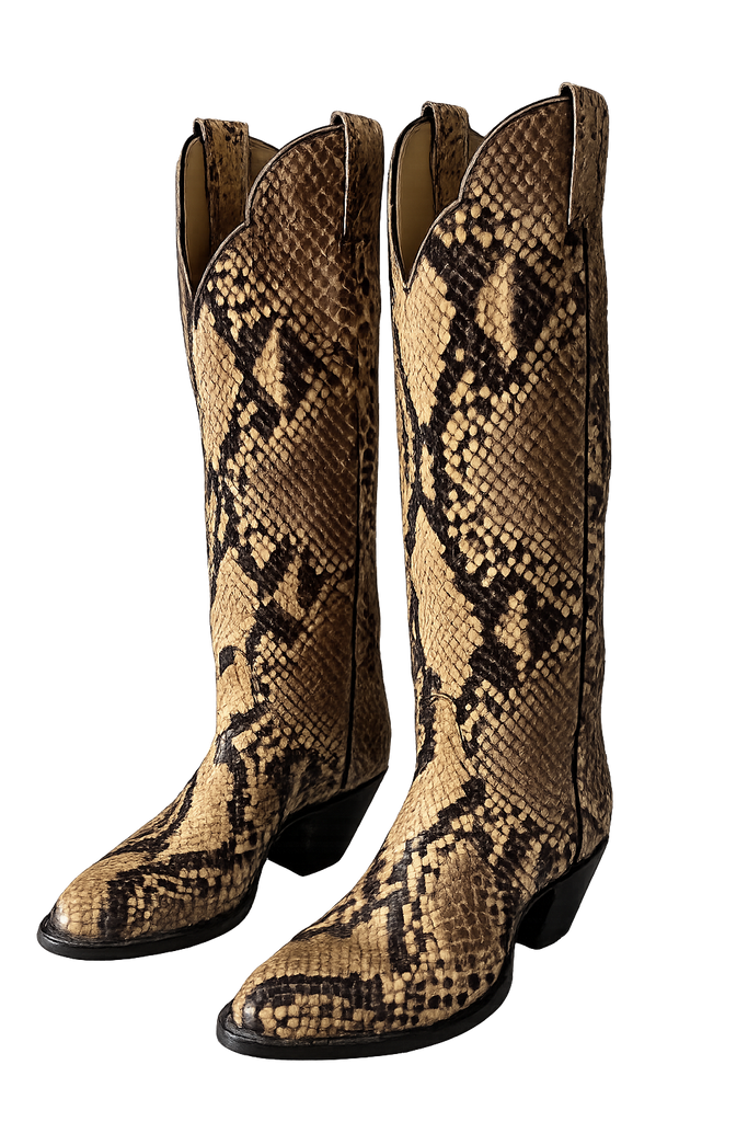 Vintage New Full Python Larry Mahan Boots 6N