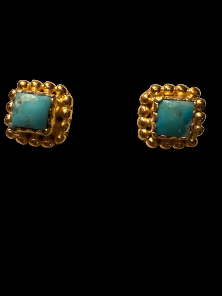 14K GOLD PLATE S/S EARRINGS KINGMAN TURQUOISE EARRINGS
