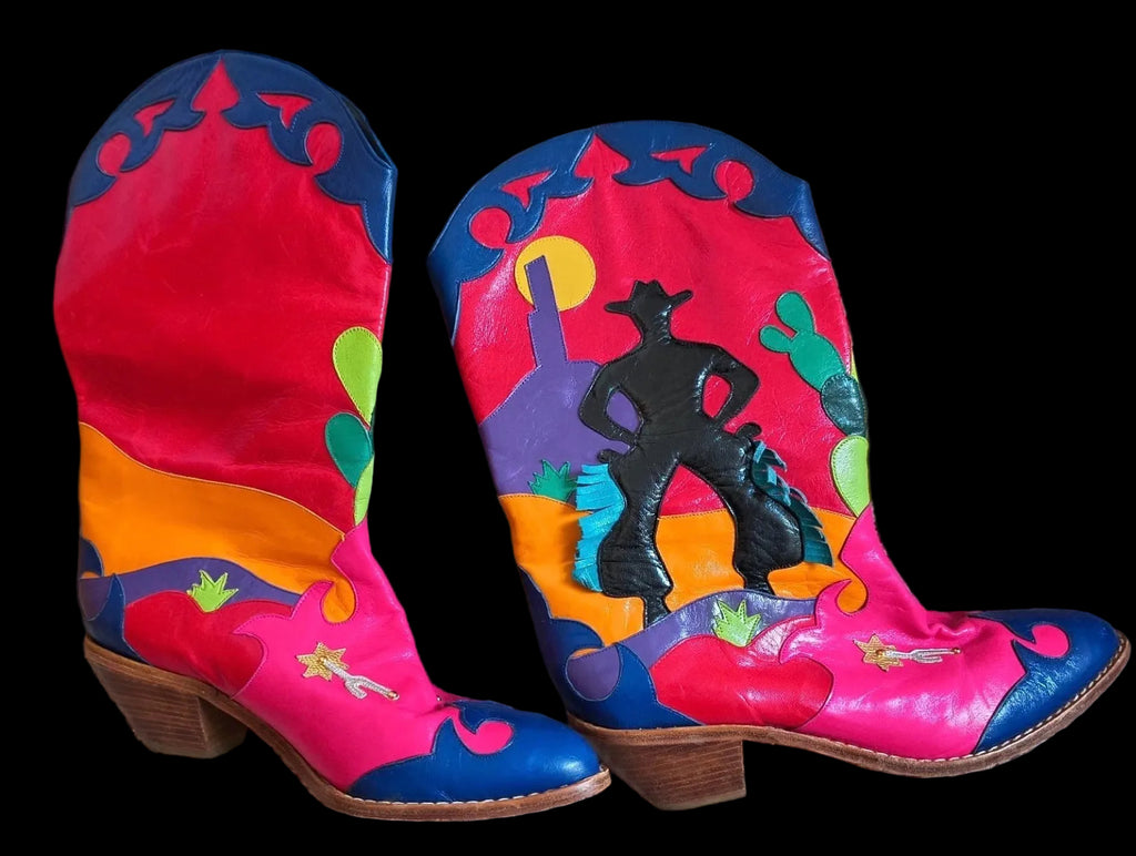 Vintage Zalo Handmade Leather Cowboy Boots 9