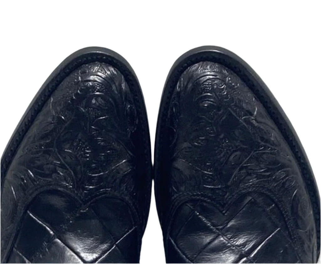 NEW Custom Tooled Heel Toe Black 7.5 Cock of the Walk Boots SMA