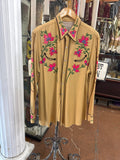Vintage Custom Mustard Old Chain Stitch Embroidery 1940s