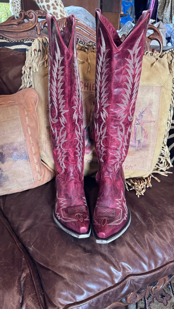 Old Gringo Red Mayra Tall Snip Toe 7.5 Boots EUC